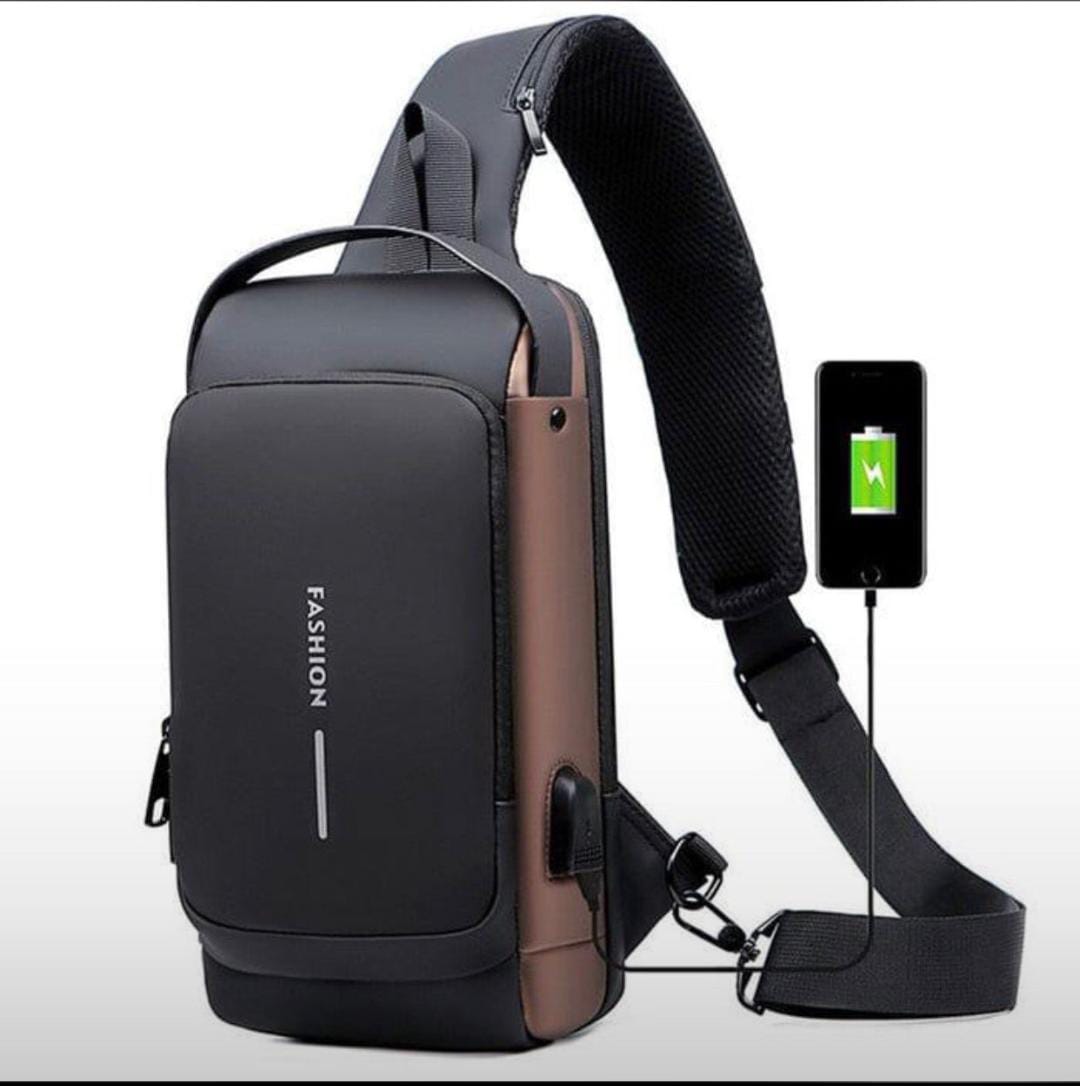 Fashion Men Anti-Theft Sling Bag with USB Charging & TSA Lock